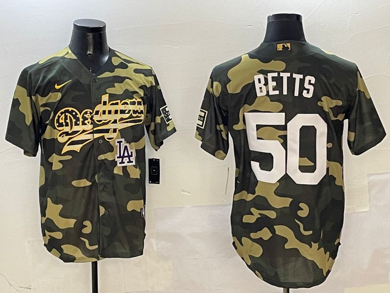 Men Los Angeles Dodgers #50 Betts Camo Joint Name 2025 Nike MLB Jersey style 12